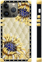 Compatible with iPhone 13 Pro Max Case, Sunflower Diamonds Leather Luxury - Image 3