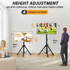 TVON TV Tripod Stand for 23-80 inch Flat Screen/Curved TVs, Portable TV Stand - Image 2