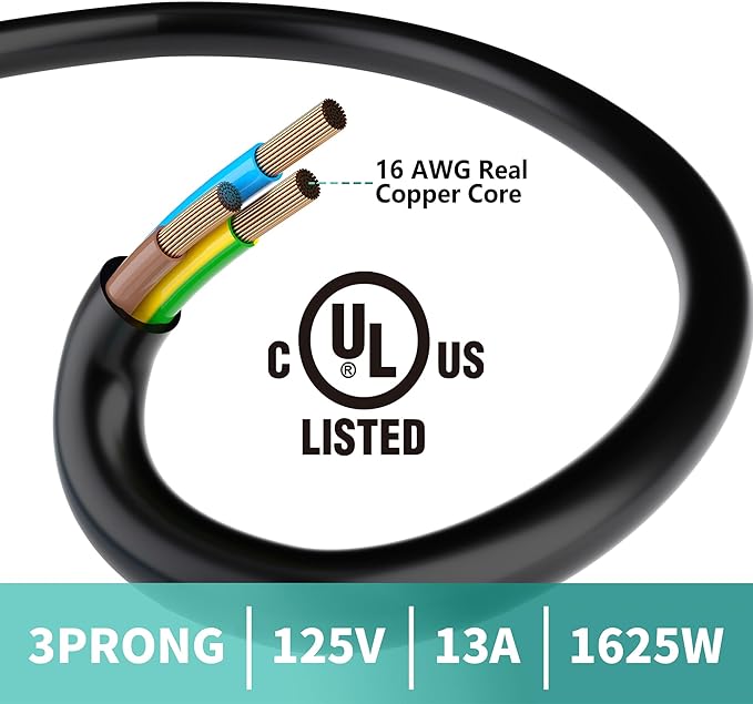 2 Way Power Cord Splitter Cable 10 Ft-3 Prong 1 to 2 Extension Cord-Outlet - Image 7