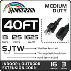 40FT Outdoor Extension Cord-16/3 SJTW Durable Black Extension Cable - Image 2