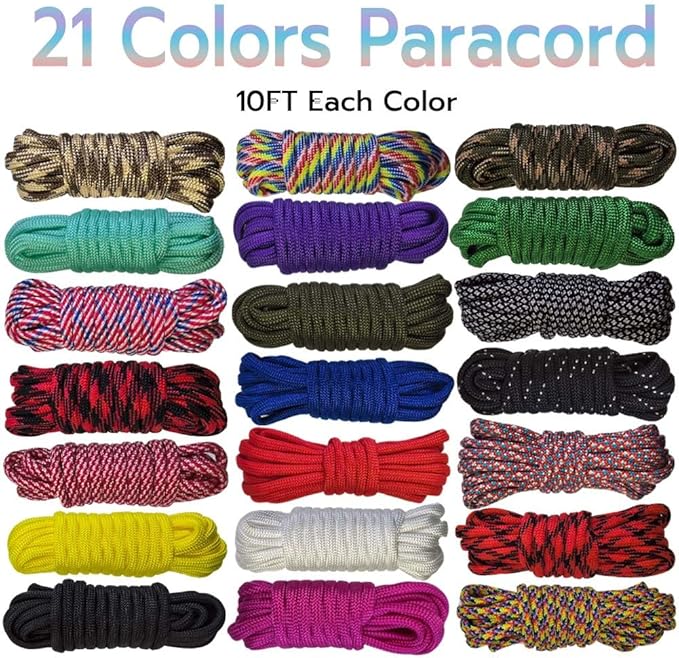 21 Colors Paracord, 550lb Parachute Cord Combo Kit - Image 2
