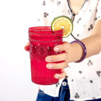 Ciaell 12 Pack Romantic Plastic Water Glasses - 14 Oz Red Vintage Drinking - Image 7