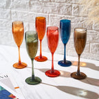 European Style Plastic Acrylic, Champagne Flutes Glasses | Set of 6 | Colored - Image 3