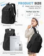 SEAFEW Black Backpack for School, High School Bookbag Back Pack for Teens Girls - Image 3