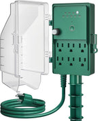 SURAIELEC Outdoor Power Stake, Dusk to Dawn Light Timer, 6 Electrical Outlet by SURAIELEC