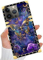 Compatible with iPhone 13 Pro Case, Glistening Golden Butterfly Vibrant Purple - Image 5
