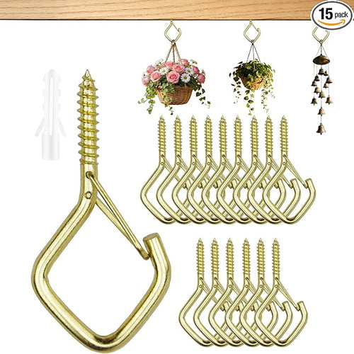 15 Pcs Gold Eye Hooks Screw Heavy Duty, Ceiling Hooks by Unknown