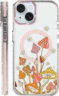 Case for iPhone 15, Retro Mushroom Sunflower Phone Case Design，for Women Girls by Toulas