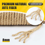 Natural Jute Twine, 8MM x 50FT Jute Rope Roll, Heavy Duty Thick Twine - Image 3