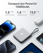 VRURC Portable Charger with Built-in Cable, 10000mAh 22.5W Fast Charging USB C - Image 3