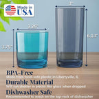 US Acrylic Classic Plastic Reusable Drinking Glasses 12oz Rocks & 16oz Water - Image 2