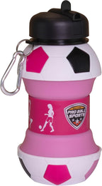 Maccabi Art Clip-On Collapsible BPA-Free Silicone Pink Soccer Ball Water Bottle - Image 2