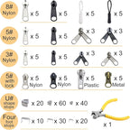 254 Pcs Zipper Repair Kit with Case Include Zipper Replacement and Pull - Image 2