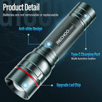 Rechargeable Flashlights High Lumens, G1000 Super Bright Flash Light Grey - Image 4