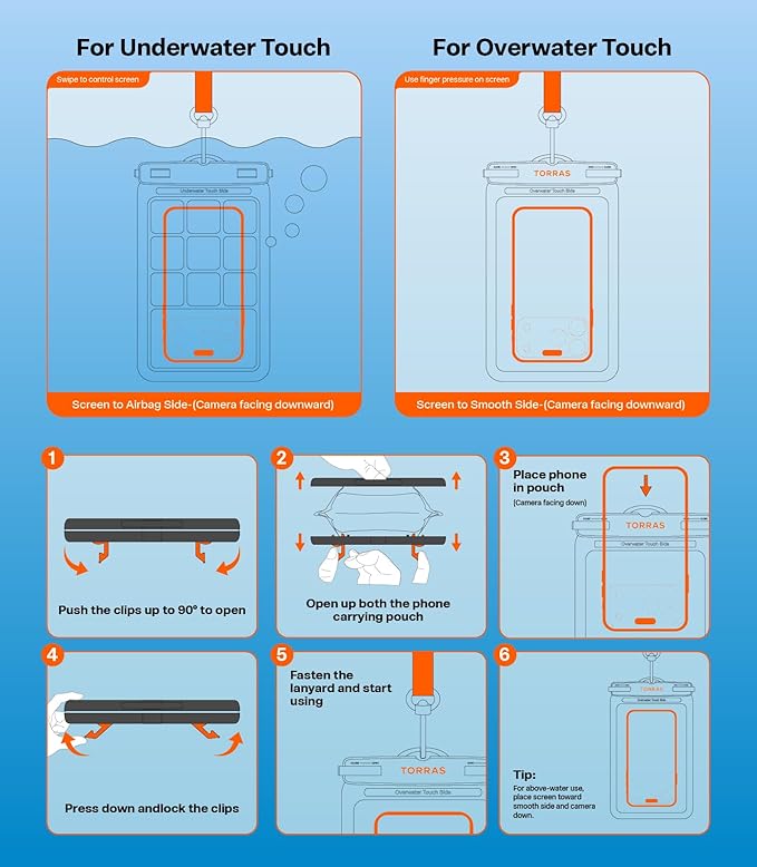 TORRAS 2 Pack IPX8 Waterproof Phone Pouch Floating, Underwater Screen Touchable - Image 9