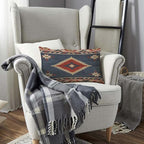TKS MITLAN Southwest Diamond Blue Red Pillow Covers 12 x 20 Inch Indian Style - Image 3