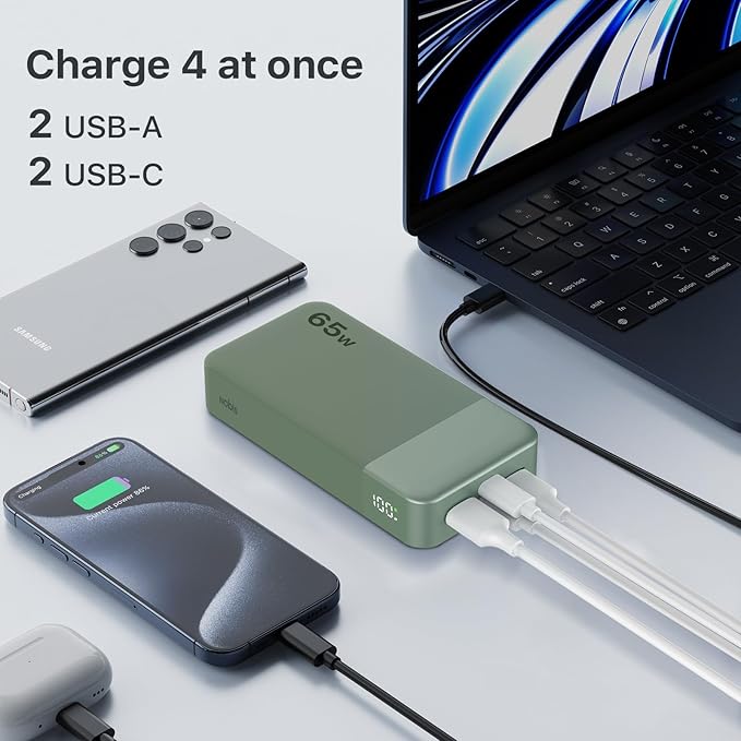 NOBIS 20000mAh Battery Pack Power Bank 65W Power Bank, Portable Charger - Image 4