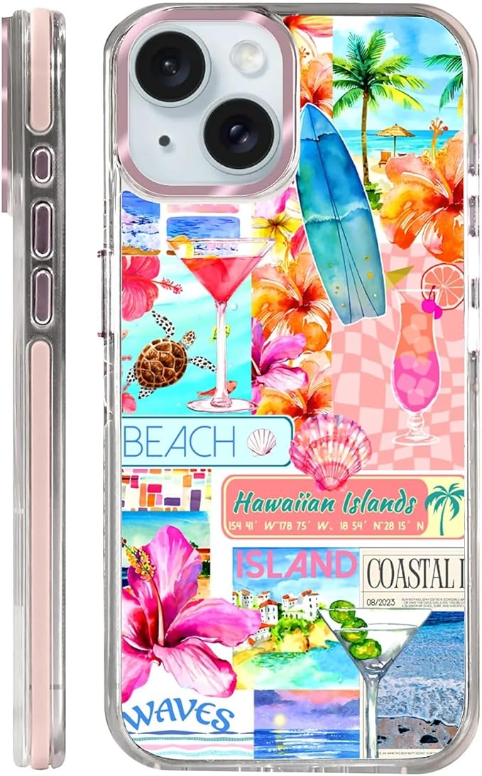 Case for iPhone 13/14, Coastal Beach Cover Coquette Collage Phone Case by Toulas