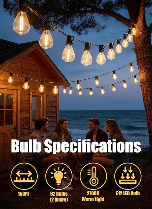 150FT Outdoor String Lights Waterproof - Image 2