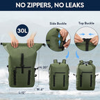Haimont Waterproof Dry Backpack 30L TPU Lightweight Roll Top Dry Bag - Image 6