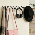 Black Wall Mounted Coat Rack, Decoration Wave Shaped Wall Hooks, Heavy-Duty - Image 2