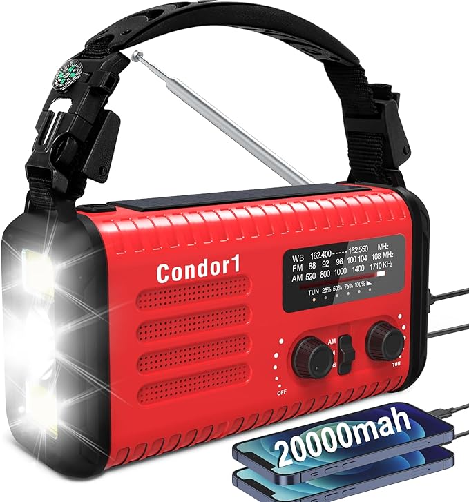 20000mAh Emergency Weather Radio, Solar Hand Crank Portable AM/FM/NOAA Radio by Accinouter