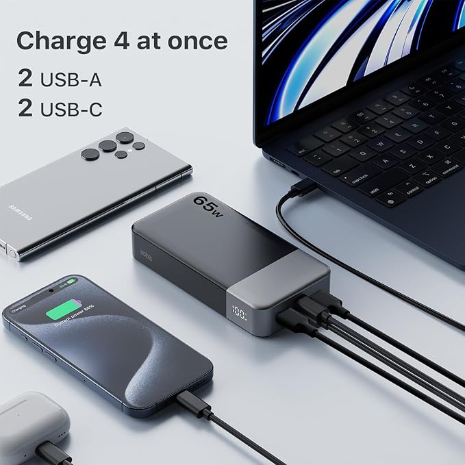 NOBIS 20000mAh Battery Pack Power Bank 65W Power Bank, Portable Charger - Image 4