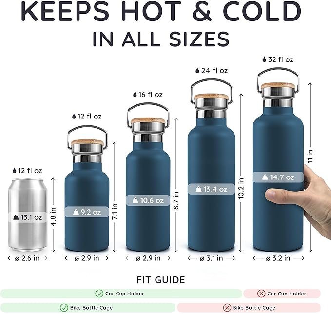 Bambaw 24 oz Stainless Steel Water Bottle, Insulated Metal Water Bottle Wide - Image 5
