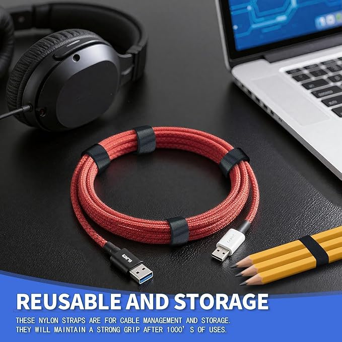 1In x 100Ft Reusable Cable Ties Hook and Loop Roll | Tie Down Straps, Nylon - Image 3