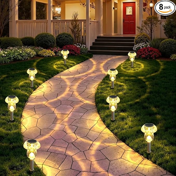 Benany Solar Lights Outdoor, 8 Pack Mushroom Lights Outside Waterproof by SolarOutdoorLights