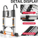 Telescoping Ladder, with Stable Hook and stabilizer barand, 8.5FT Extension - Image 4