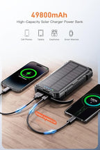 jskei Power Bank 49800mAh Solar Portable Charger Wireless Charging USB-C 15W - Image 4