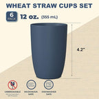 Wheat Straw Cups 6 PCS Good Alternative to Plastic Reusable Cups 12 oz - Image 2