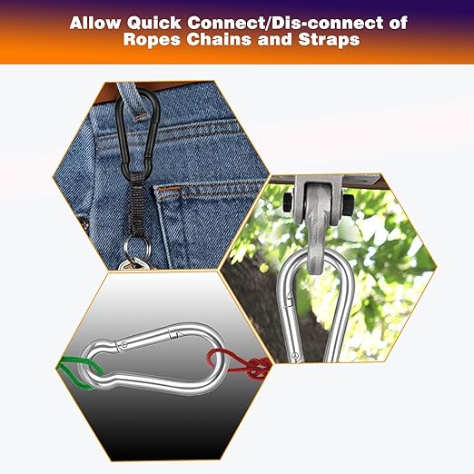 40PCS M8 Heavy Duty Carabiner Clip, 3Inch Snap Hook Quick Link Small Carabiner - Image 6