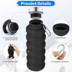 Collapsible Water Bottle, 16oz Portable Reusable Silicone Water Bottle - Image 7