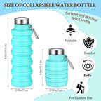 Baderke 2 Pcs Collapsible Water Bottles 17oz Silicone Travel Foldable Portable - Image 2
