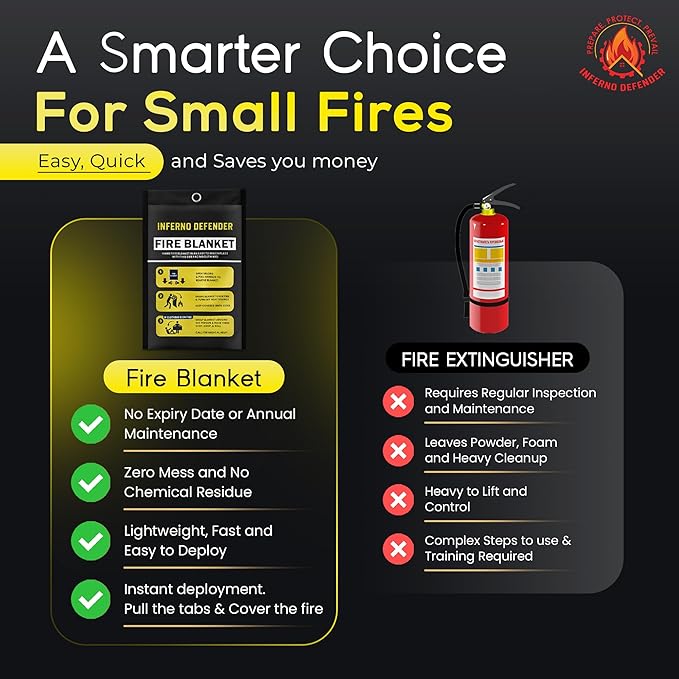 Emergency Fire Blanket For Home And Kitchen, Safe Touch Silicone Coated - Image 2