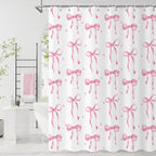 Pink Bow Shower Curtain by Caheansi