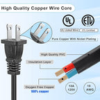 2-Pack Extension Cord 2 Prong, 5FT Short and Small Etension Cords Male/Female - Image 2