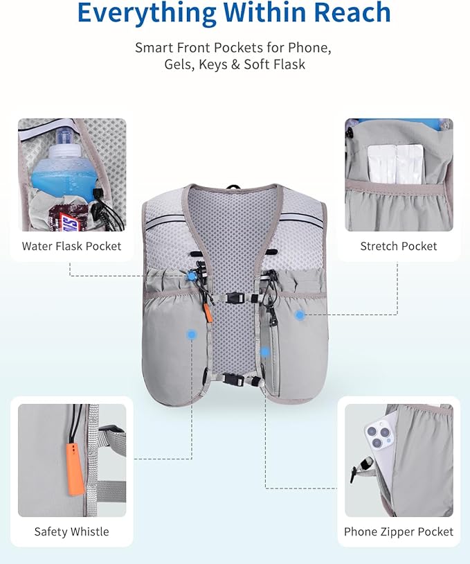ECOHUB Running Hydration Vest Backpack, Lightweight Hydration Pack Bag Daypack - Image 4