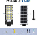 2-Pack Solar Street Lights Outdoor, 20000LM Waterproof LED Solar Flood Lights - Image 7