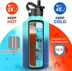 Water Bottle Insulated 32oz 40oz 64oz 128oz Straw Lid Spout Lid & 3 Lids - Image 3
