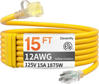 12AWG 15 FT Heavy Duty Outdoor Extension Cord Waterproof by Deeklify