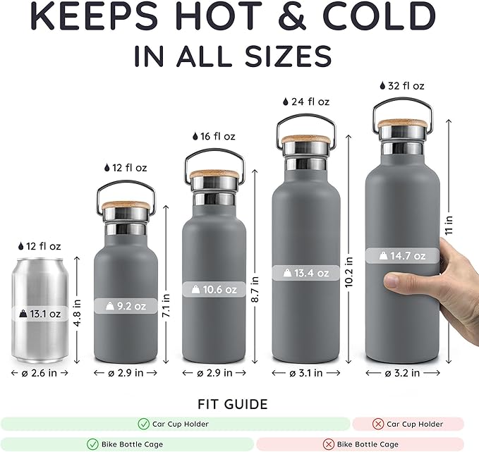 Bambaw 16 oz Metal Water Bottle, Insulated Stainless Steel Water Bottle - Image 5