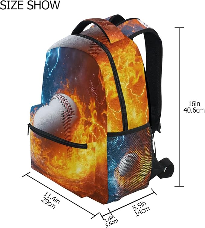 Wamika Baseball Ice Fire Boy Backpack Sports Ball School Backpack Kid Girl - Image 2