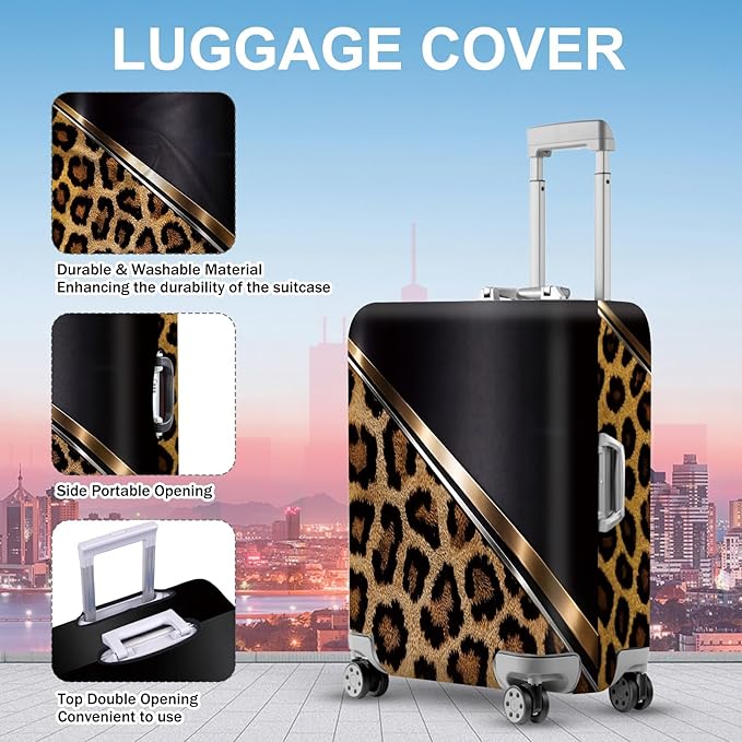 ANNA QUEEN Leopard Print Luggage Cover, Luxury Animal Pattern Suitcase Protector - Image 2