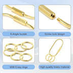 CooBigo 3 Pack Gold Brass Key Ring, Screw Lock Key Organizer - Image 5