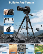 75" Camera Tripod, Aluminum Heavy Duty Camera Stand - Image 7