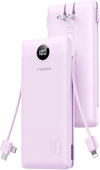 VEGER AC Wall Plug Portable Charger, 10000mah Slim Portable Charger Built in by VEGER
