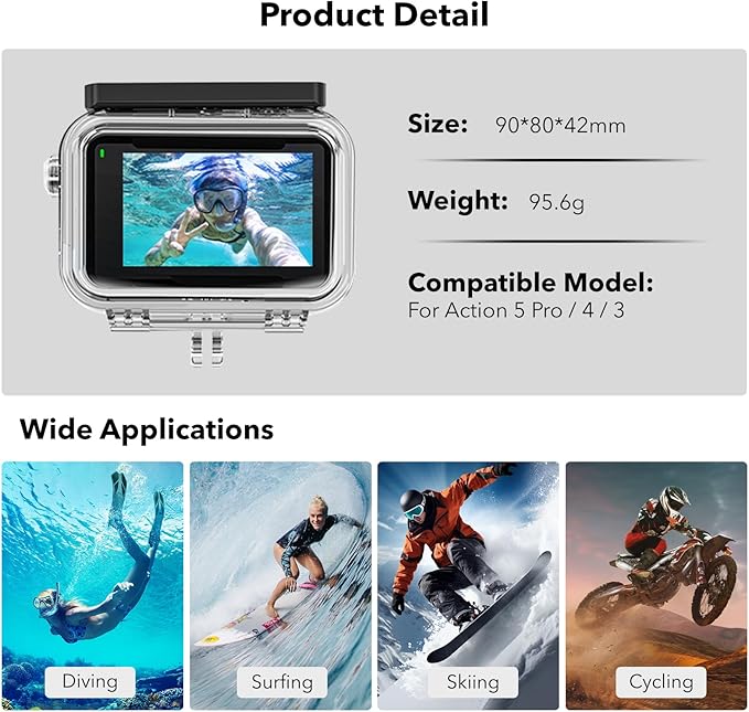 Waterproof Case for DJI Action 5 Pro/Action 4/3, Protective Diving Housing - Image 7